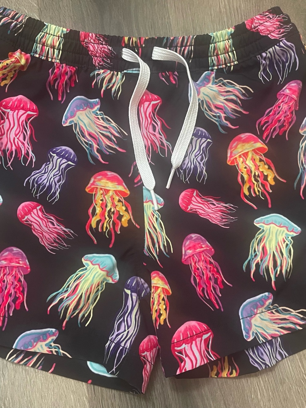 chubbies Black Swim Shorts with Neon Multicolor Jellyfish Print